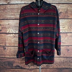 Vintage Hey Man Ultimate Solar Power Fleece Aztec pattern Hooded Jacket